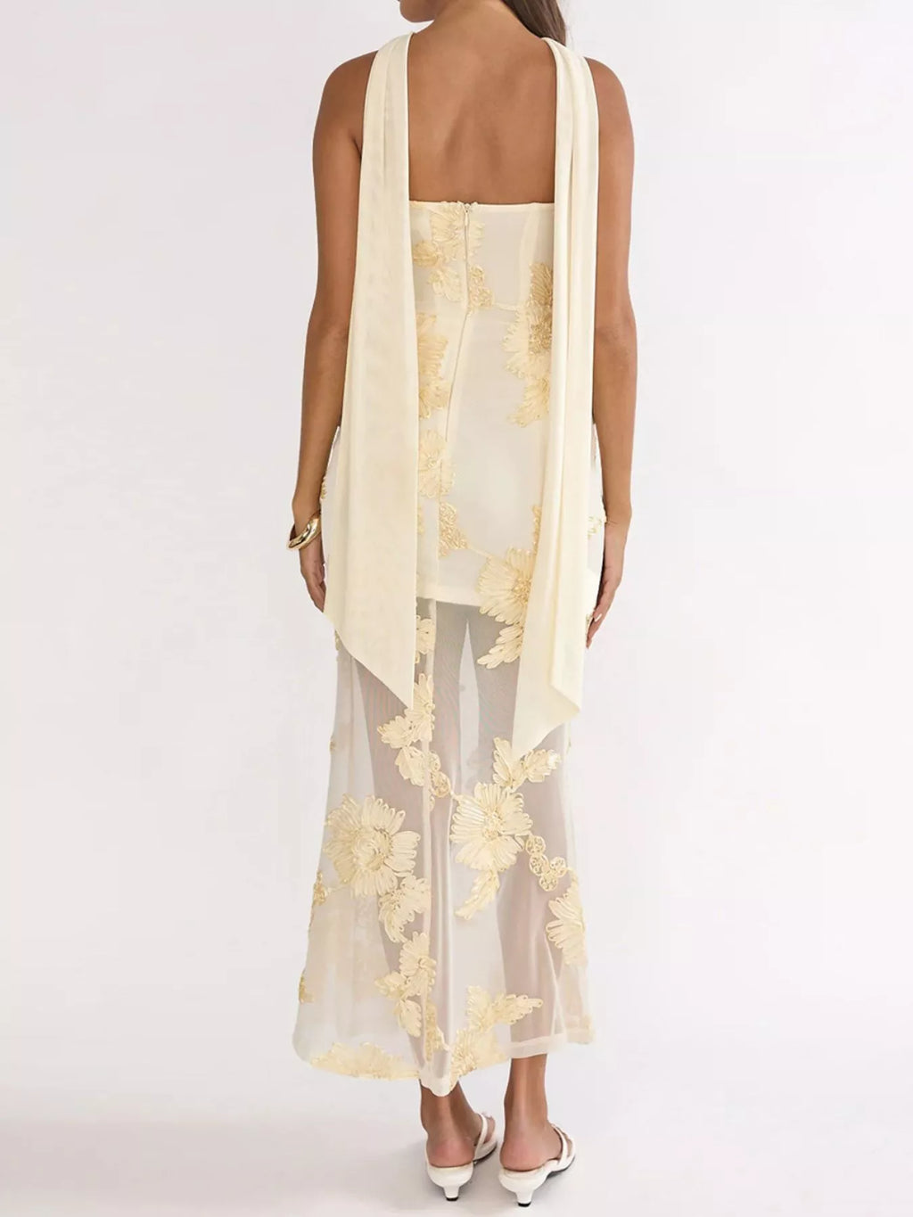 Floral Tube Dress with Scarf