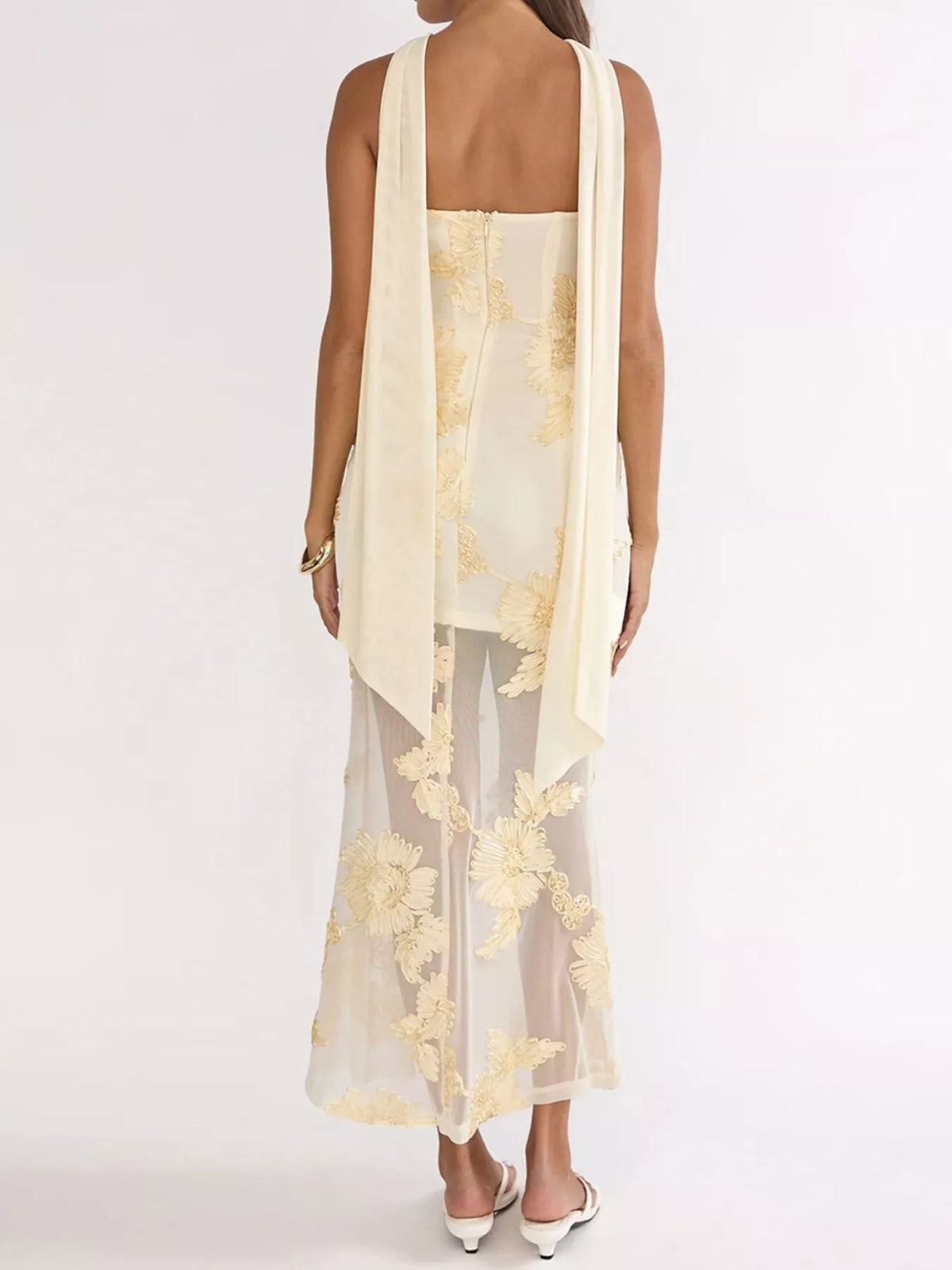 Floral Tube Dress with Scarf