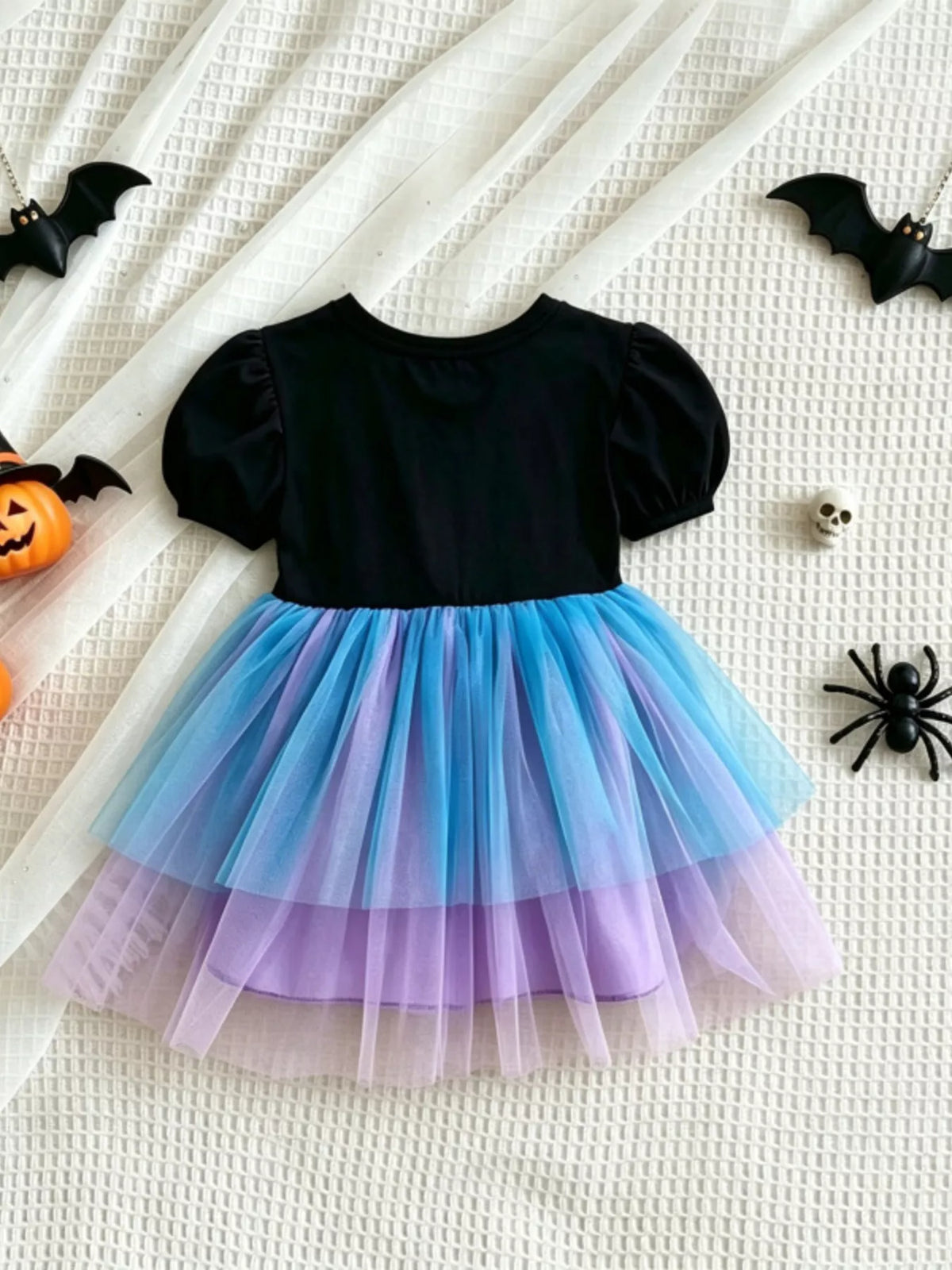 Children's Halloween Skeleton Graphic Tulle Tutu Dress