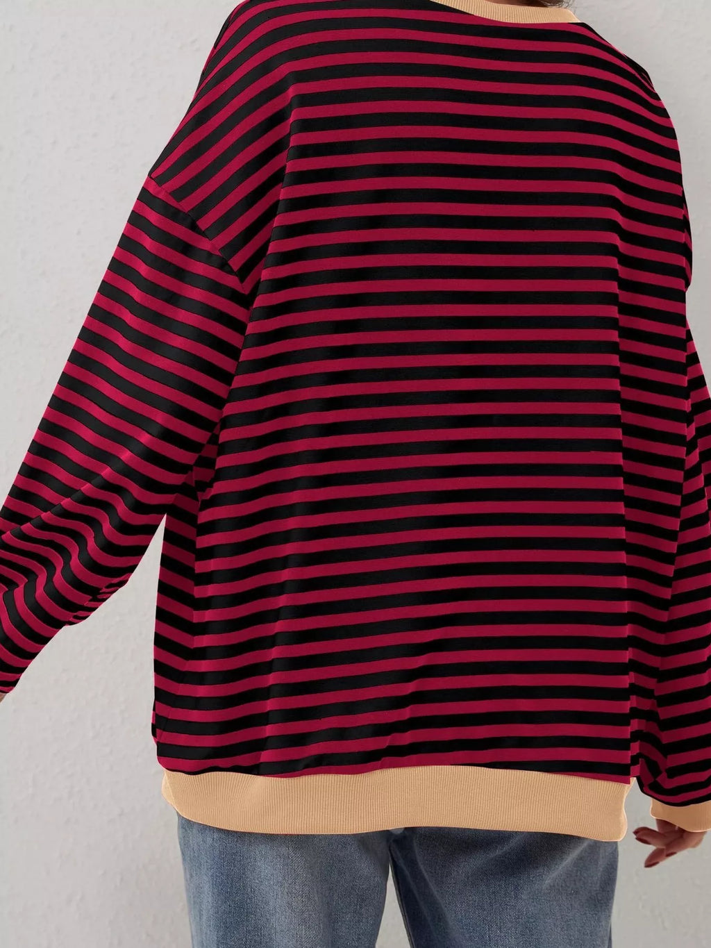 Striped Contrast Trim Oversized Sweatshirt