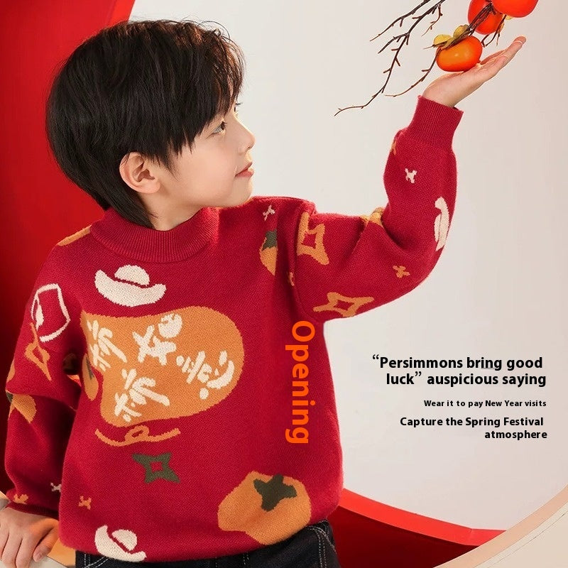 Autumn And Winter Clothing New Baby Red Sweater