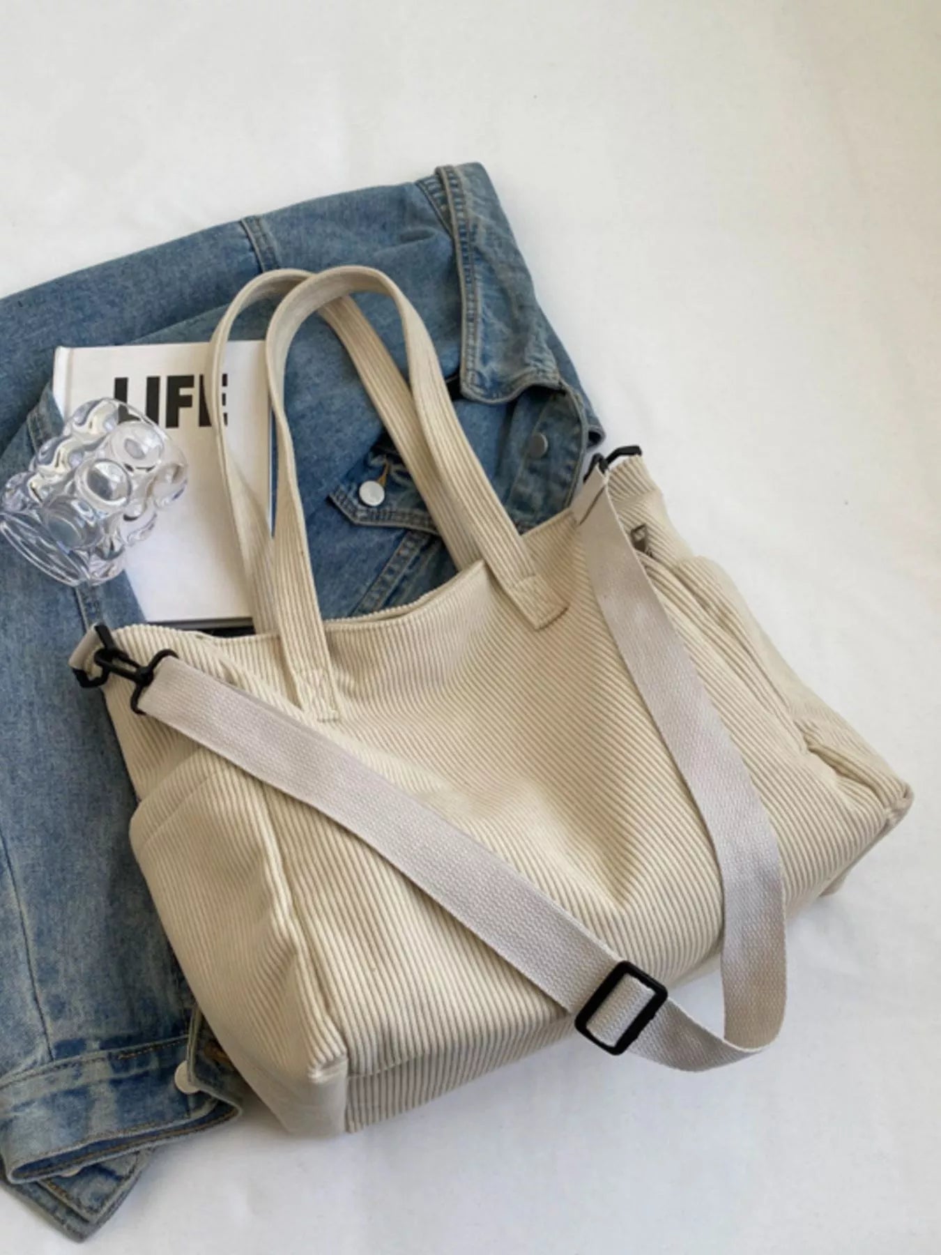 Corduroy Solid Color Handbag