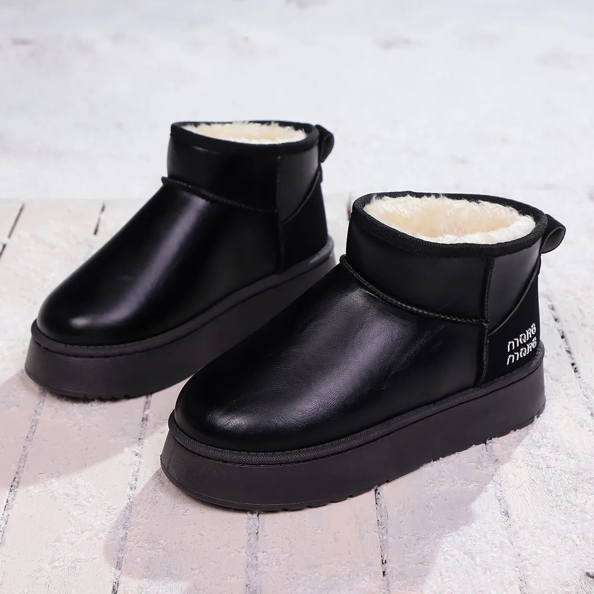 Faux-Fur Platform Ankle Boots