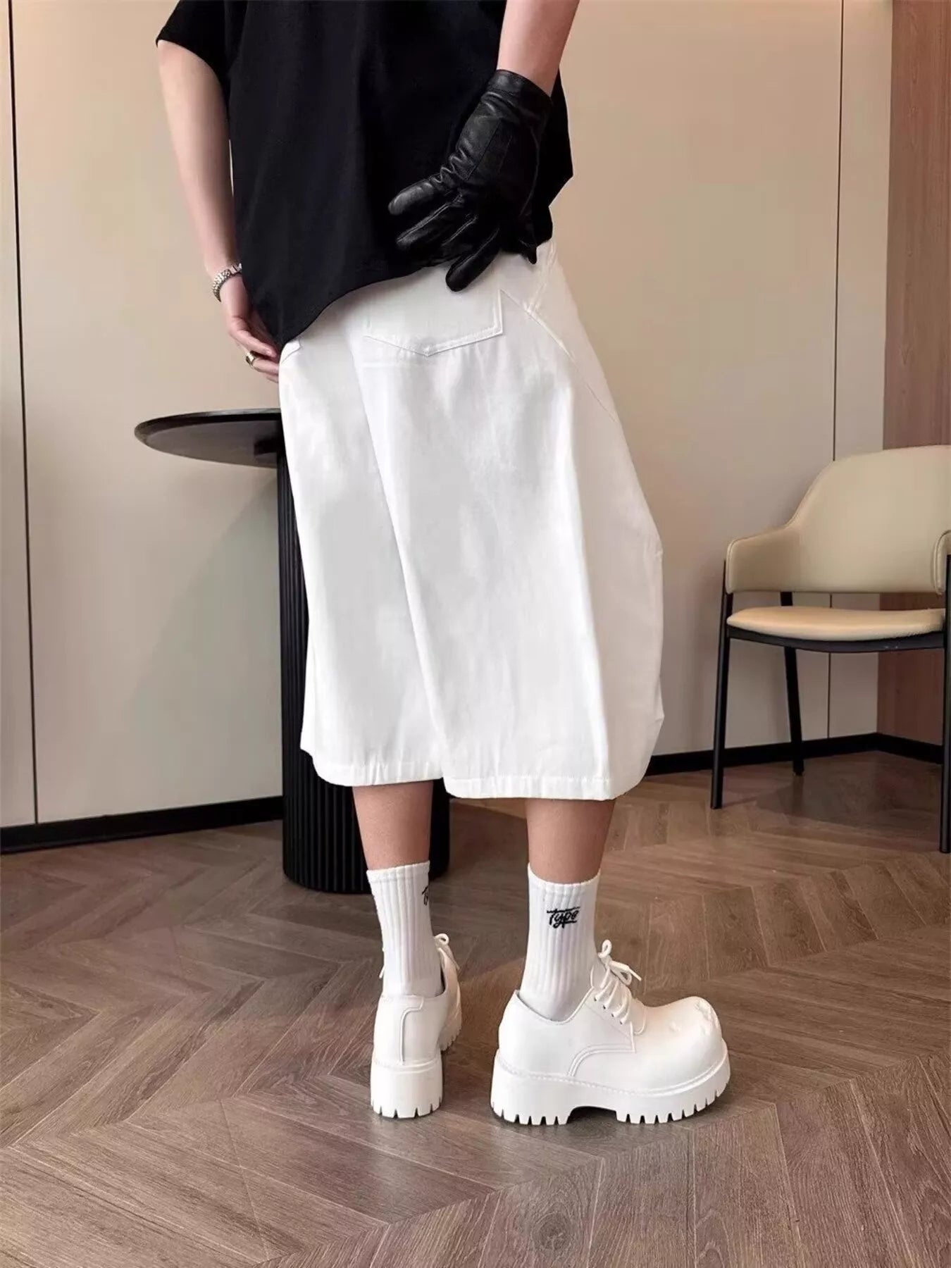 Men's Wide-Leg Cargo Cropped Pants