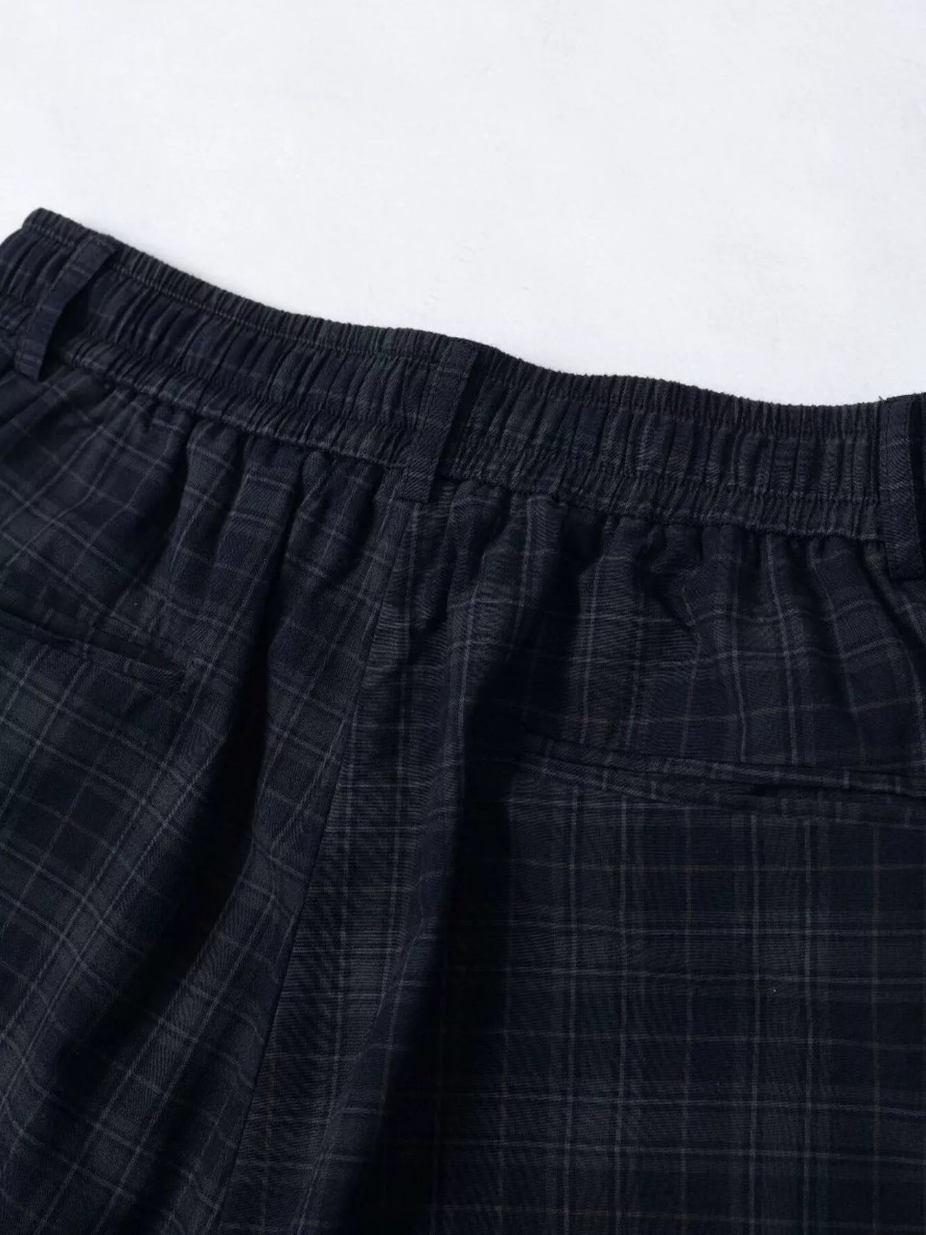 Men's Plaid Wide-Leg Drawstring Shorts
