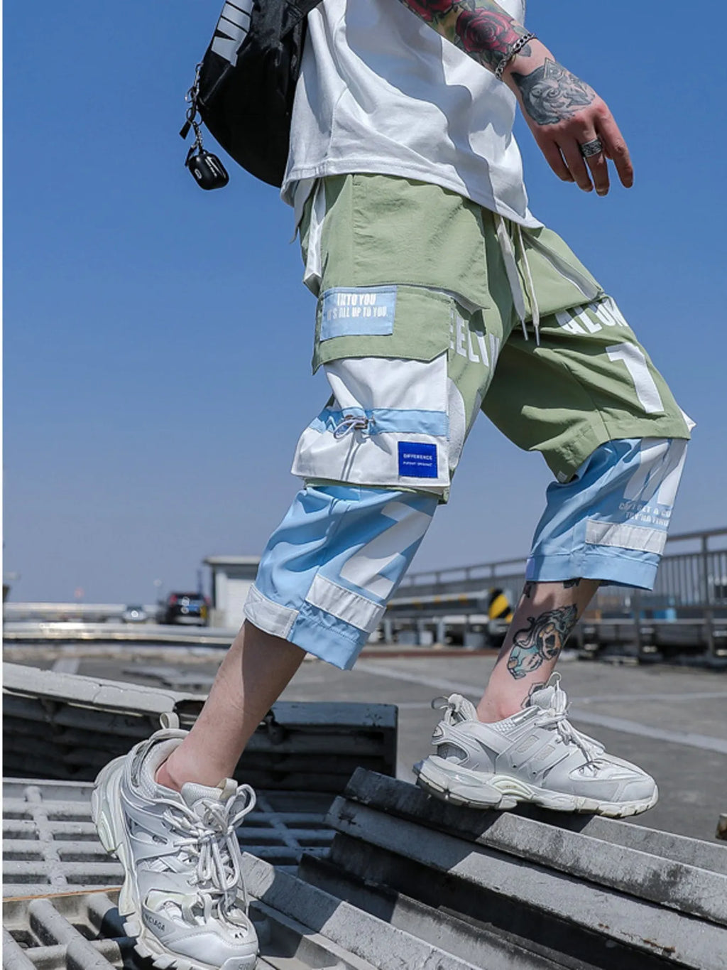 Men's Plus Size Color Block Cargo Pants