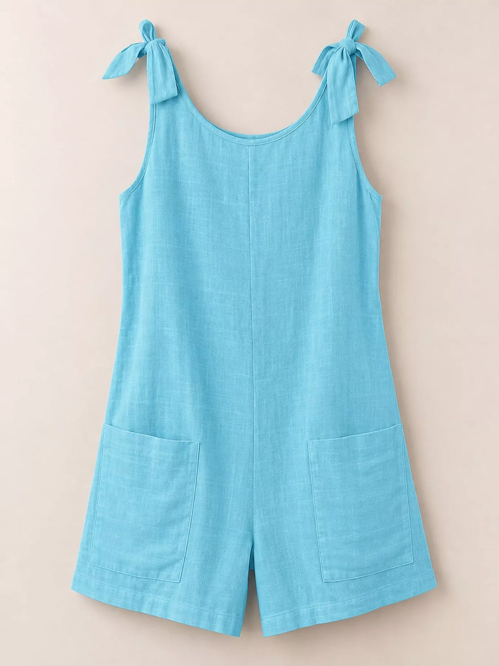 Full Size Tie-Shoulder Romper with Pockets Plus Size