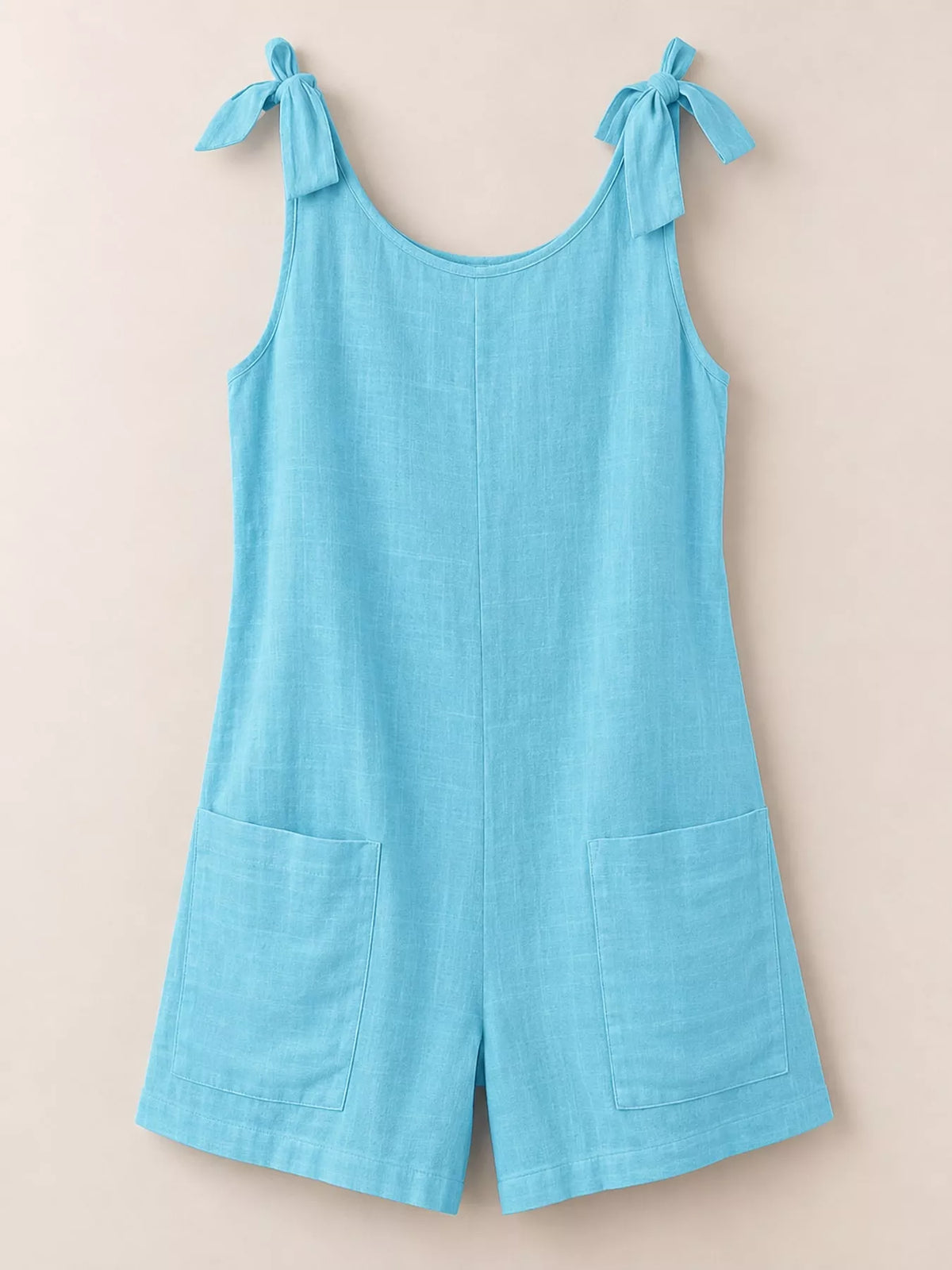 Full Size Tie-Shoulder Romper with Pockets Plus Size