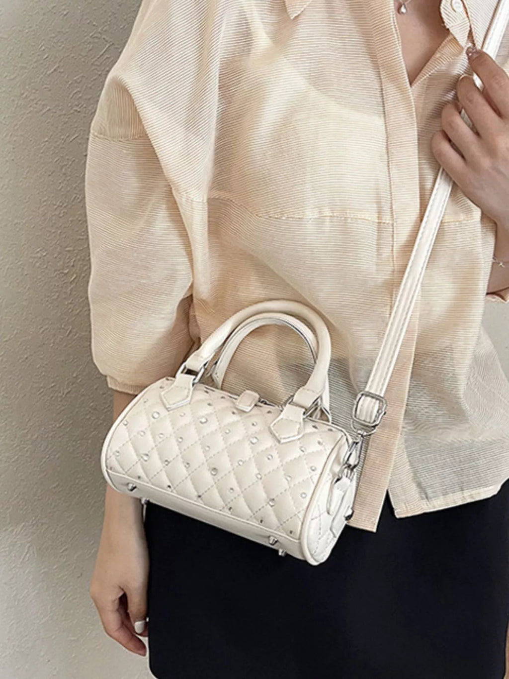 Quilted Barrel Handbag