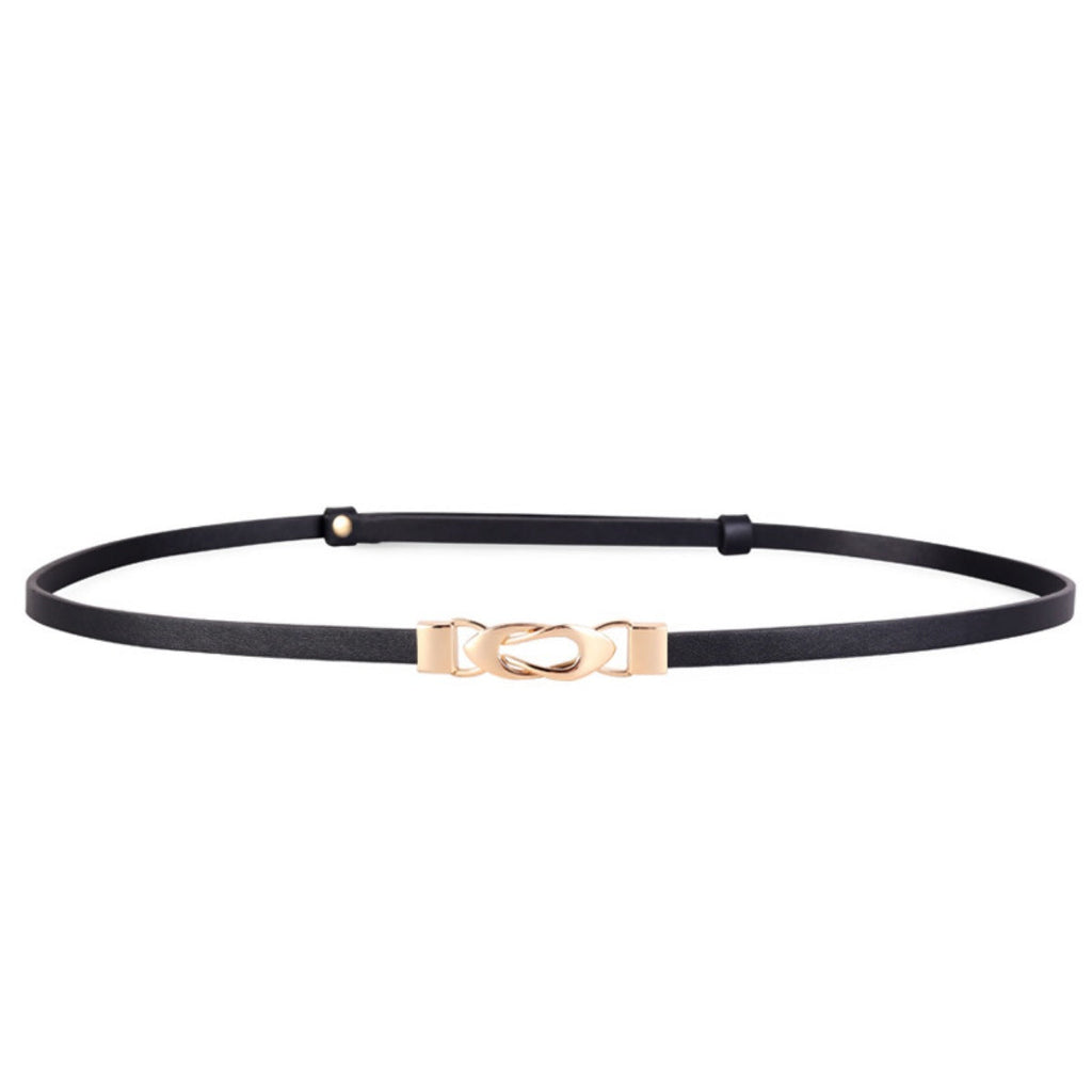 Skinny Leather Belt with Interlocking Buckle