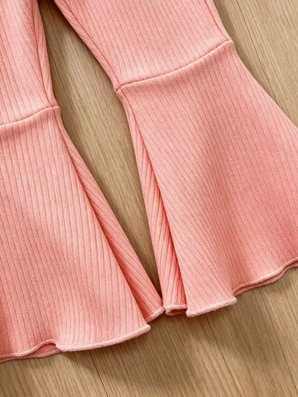 Children's Daisy Ruffled Ribbed Top and Flare Pants Set