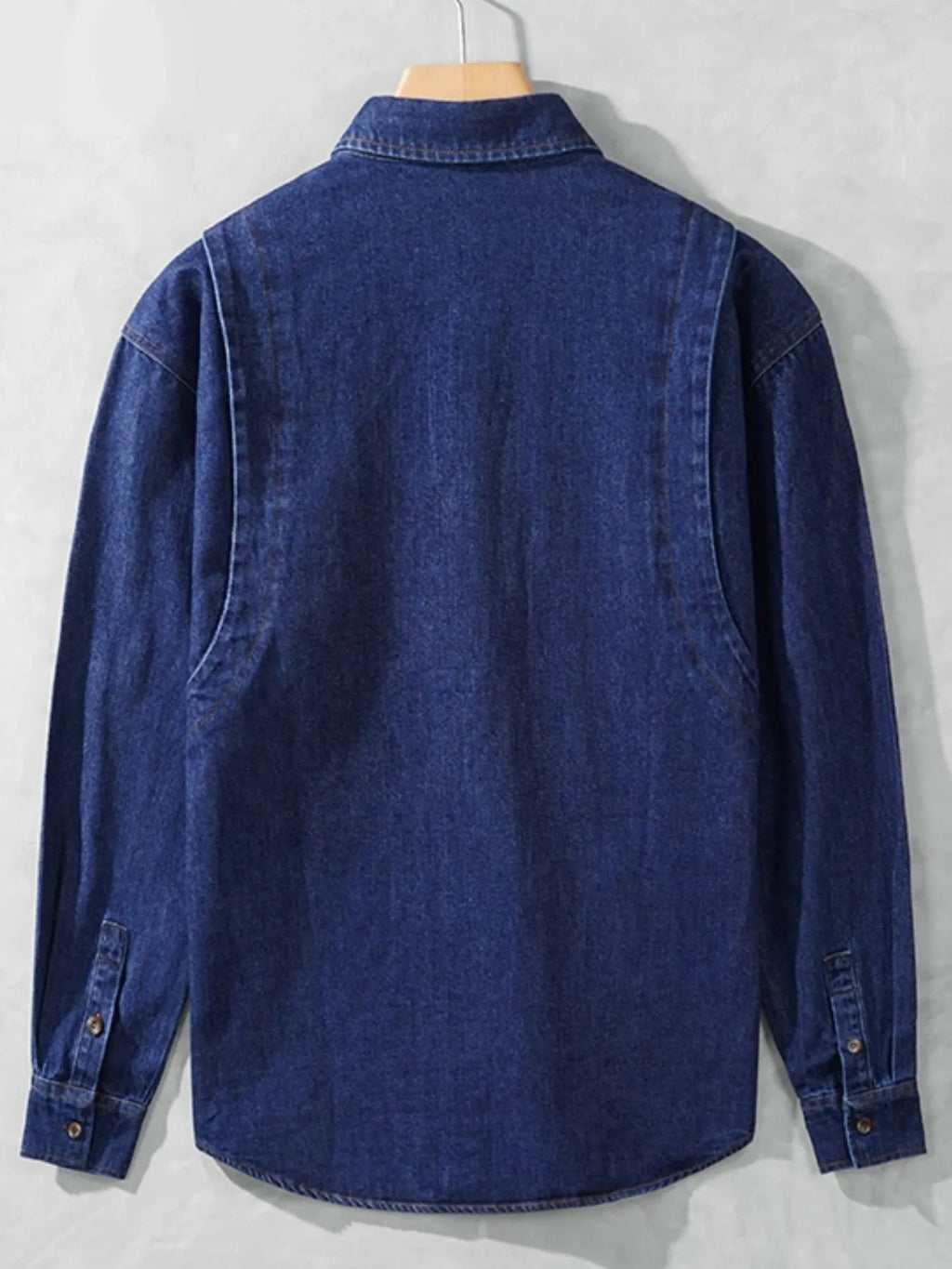 Men's Plus Size Button Up Long Sleeve Denim Shirt