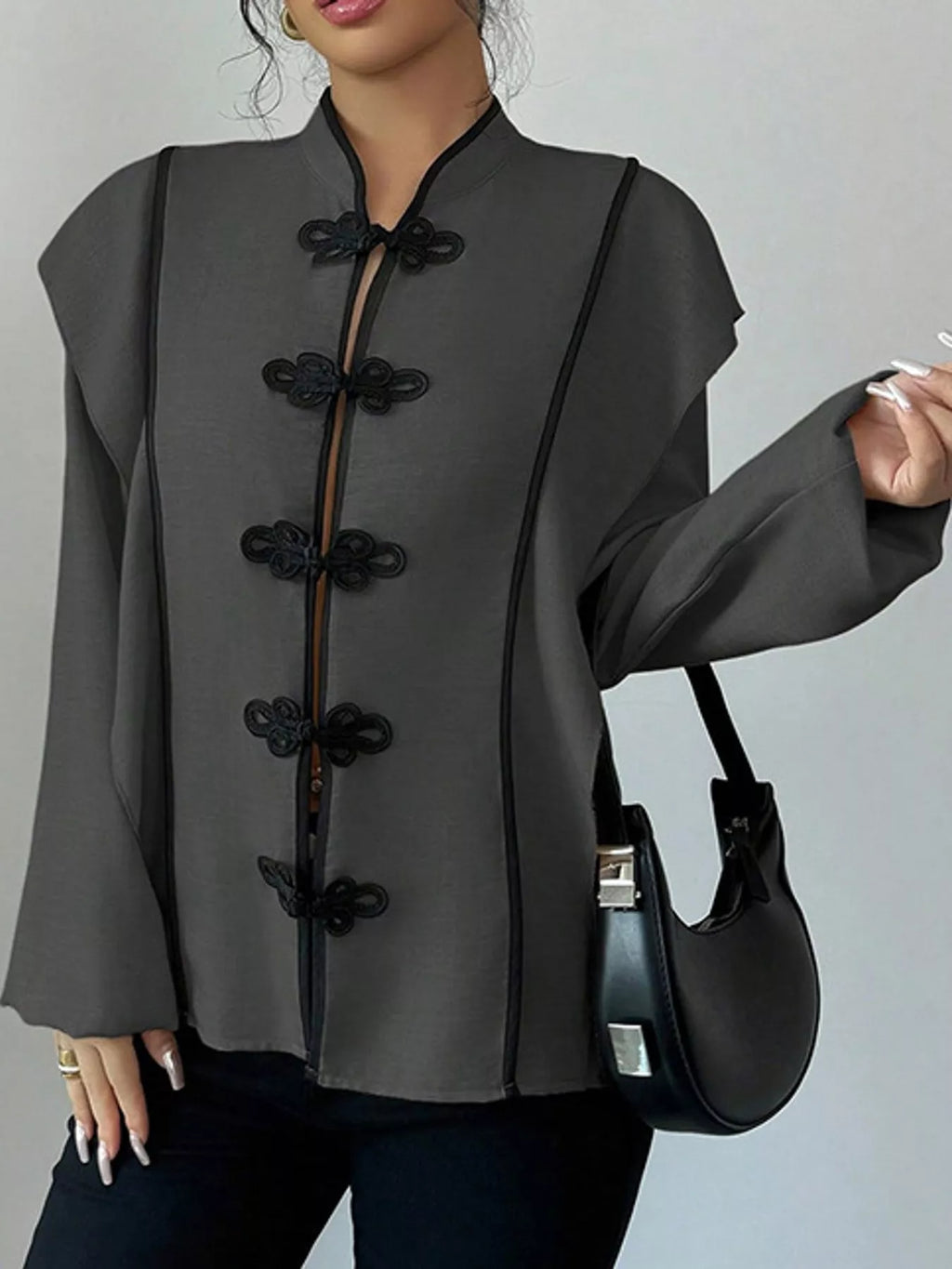 Chinese-Style Mandarin Collar Blouse