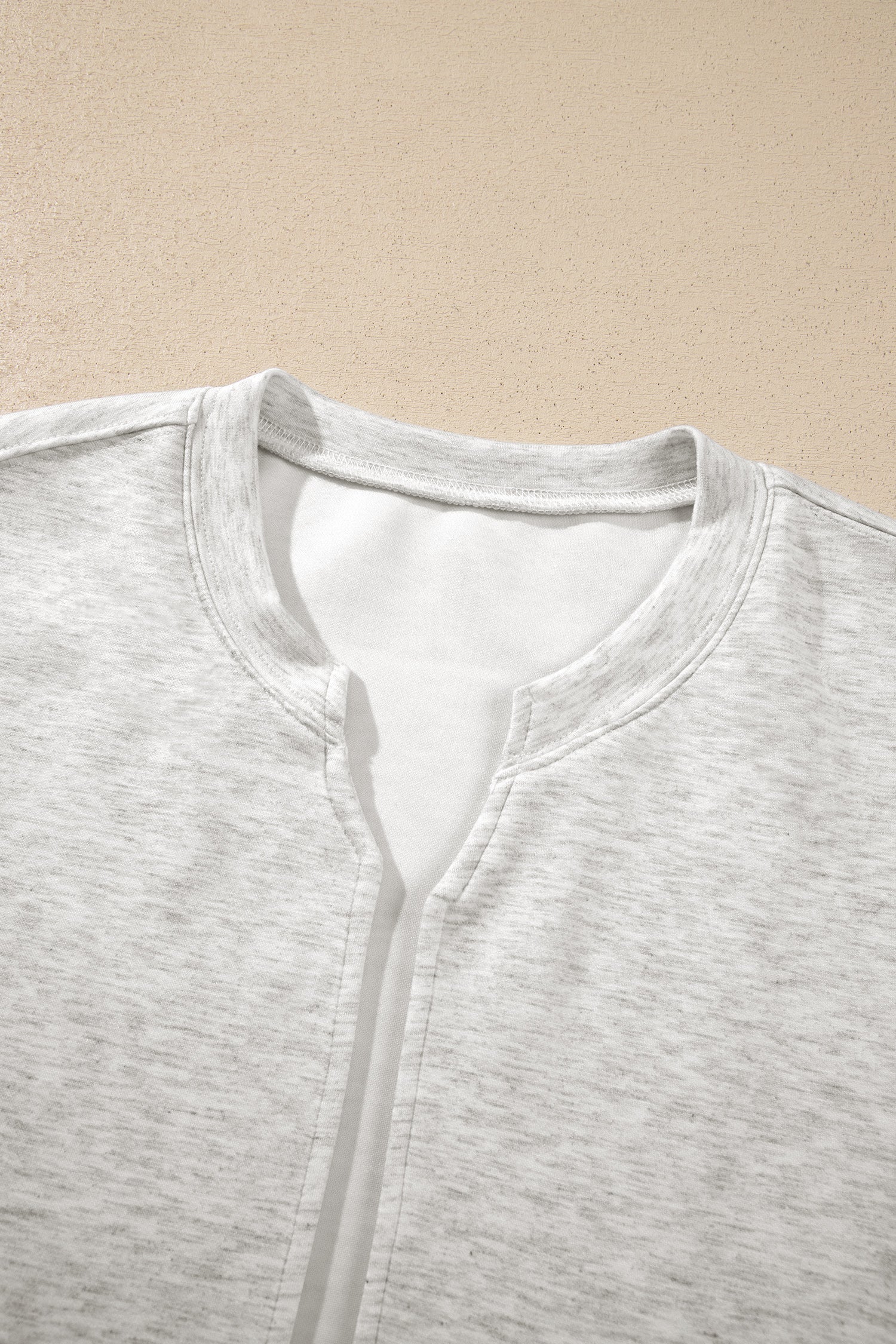 Light Grey Solid Color Zip Front Jacket Style Sweatshirt