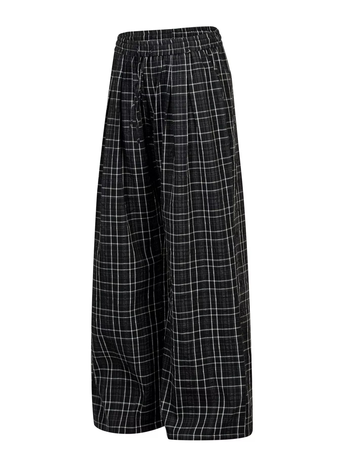 Men's Plaid Wide-Leg Pants