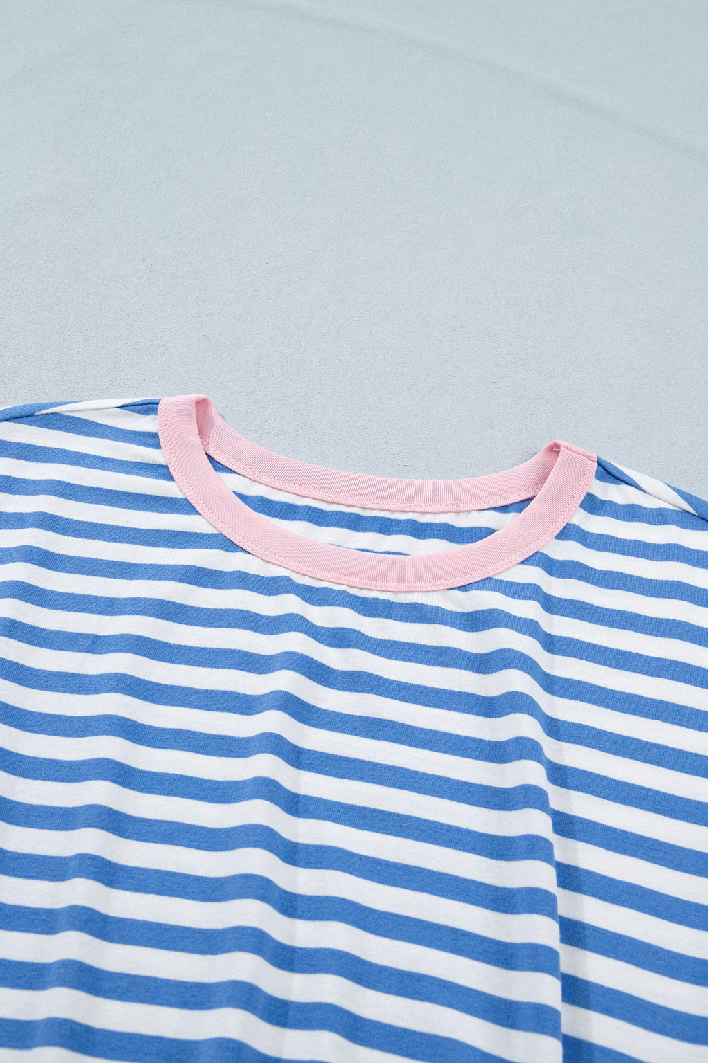 Sky Blue Stripe Nautical Tie Contrast Trim Round Neck T Shirt Mini Dress