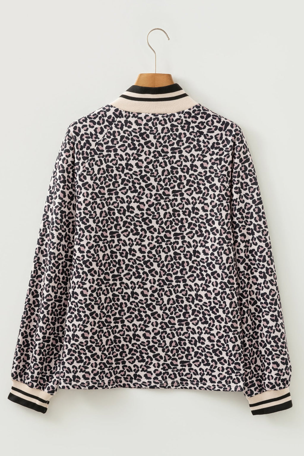 Khaki Leopard Print Half Zip up Blouse