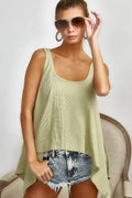 Flare Knit Tank Top with High-Low Hemline