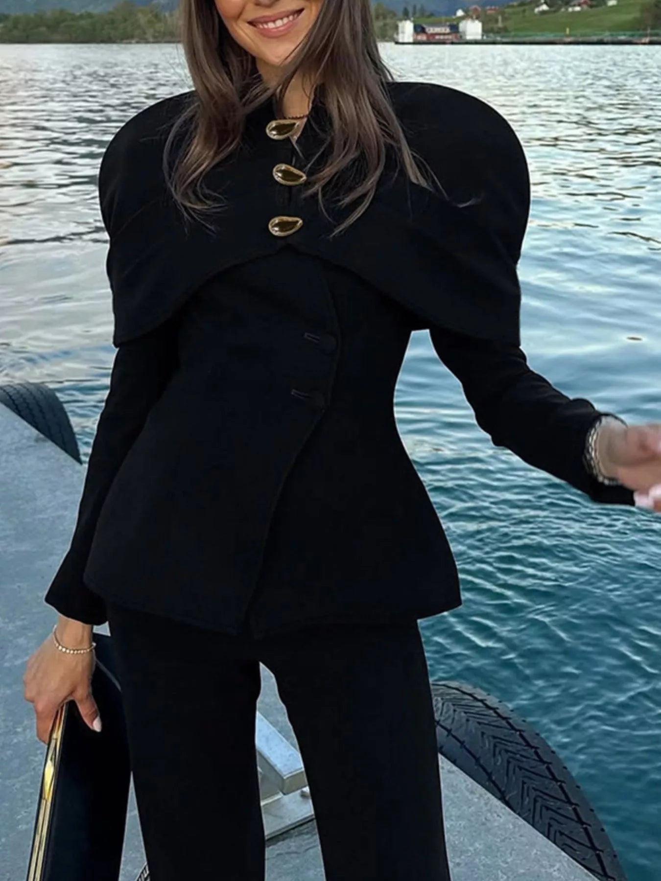 Cape-Style Button Up Outerwear