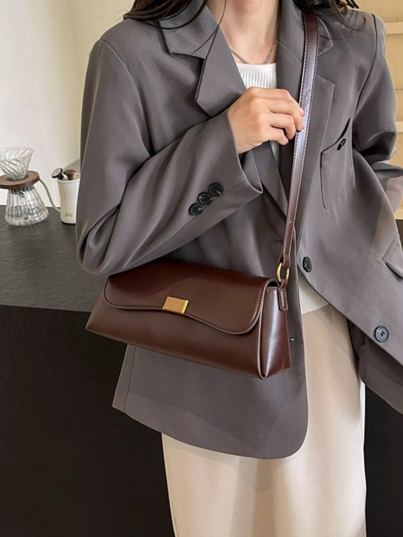 Flap Leather Shoulder Bag