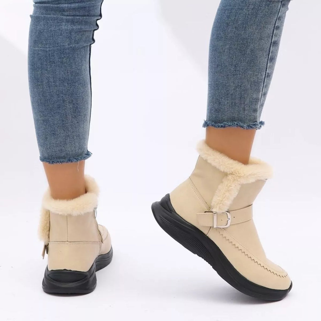 Faux Fur Buckle Boots