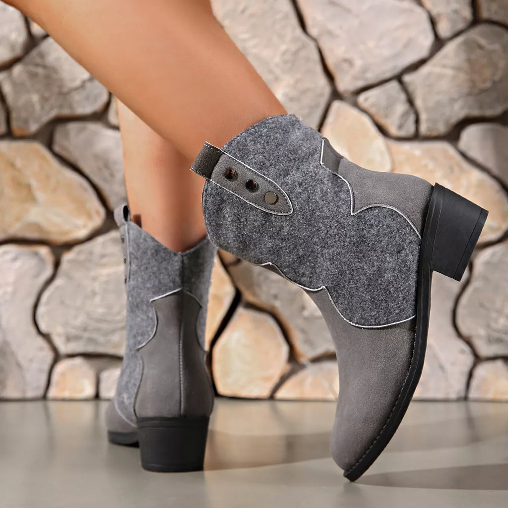 Point Toe Block Heels Boots