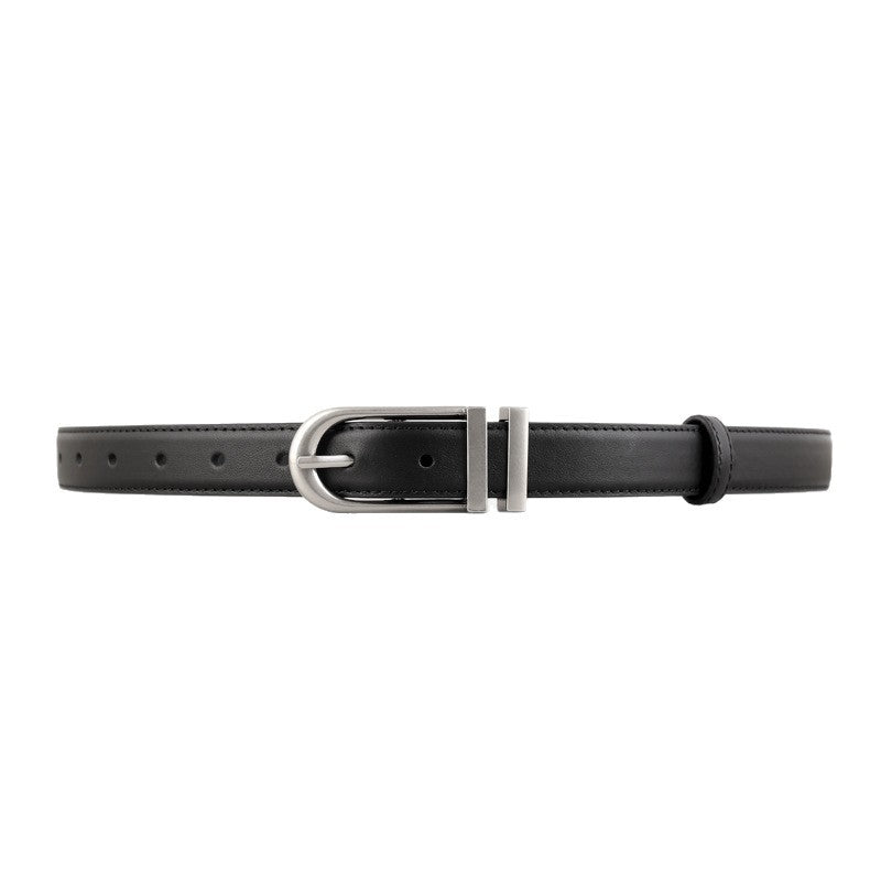 Leather Belt with Silver Buckle