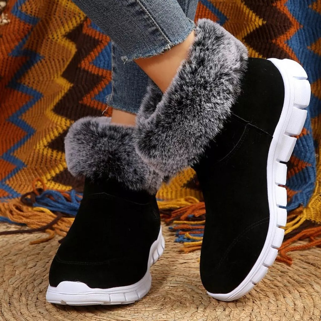 Side Zip Faux Fur Boots
