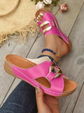 Buckle Strap Wedge Sandals