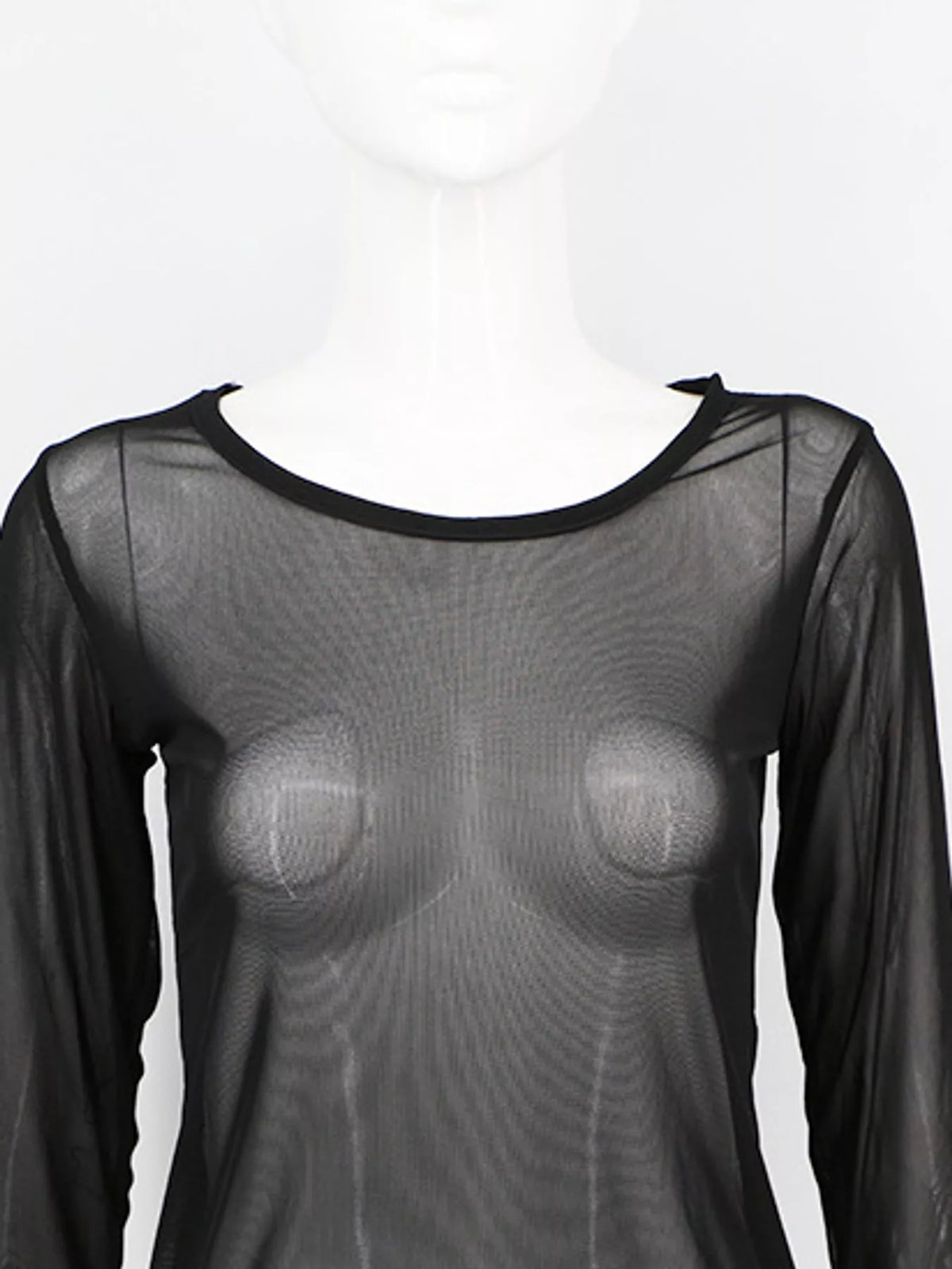Full Size Sheer Mesh Long Sleeve Top Plus Size