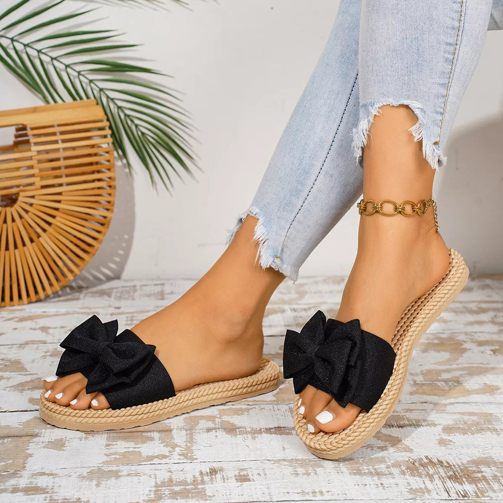 Bow Open Toe Flats Sandals
