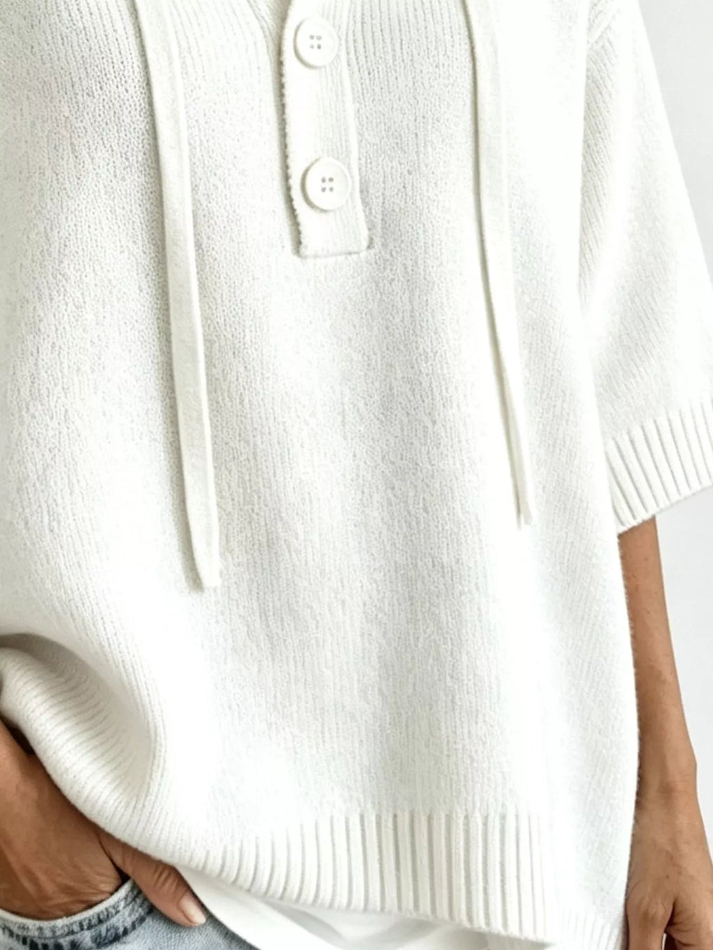 Striped Hooded Sweater with Button Detail