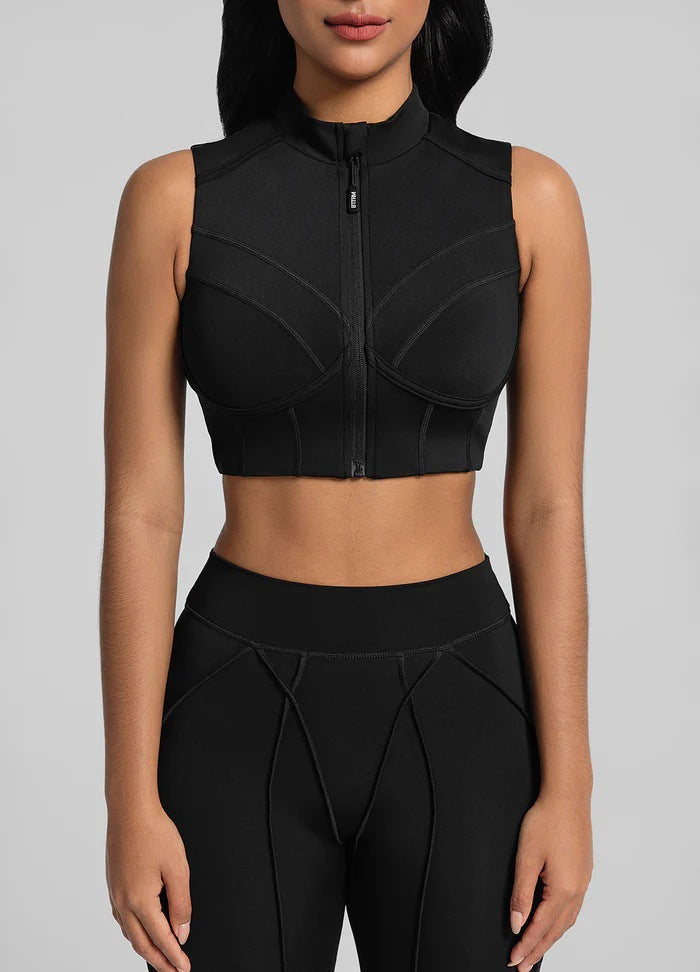 Zippered Removable Running And Yoga Bra For Outerwear Use