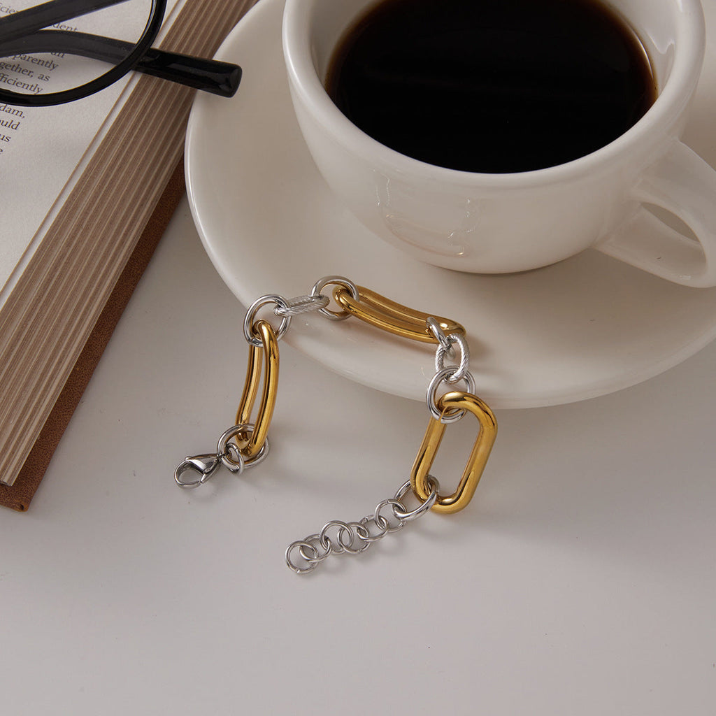 Two Tone Oval Link Bracelet