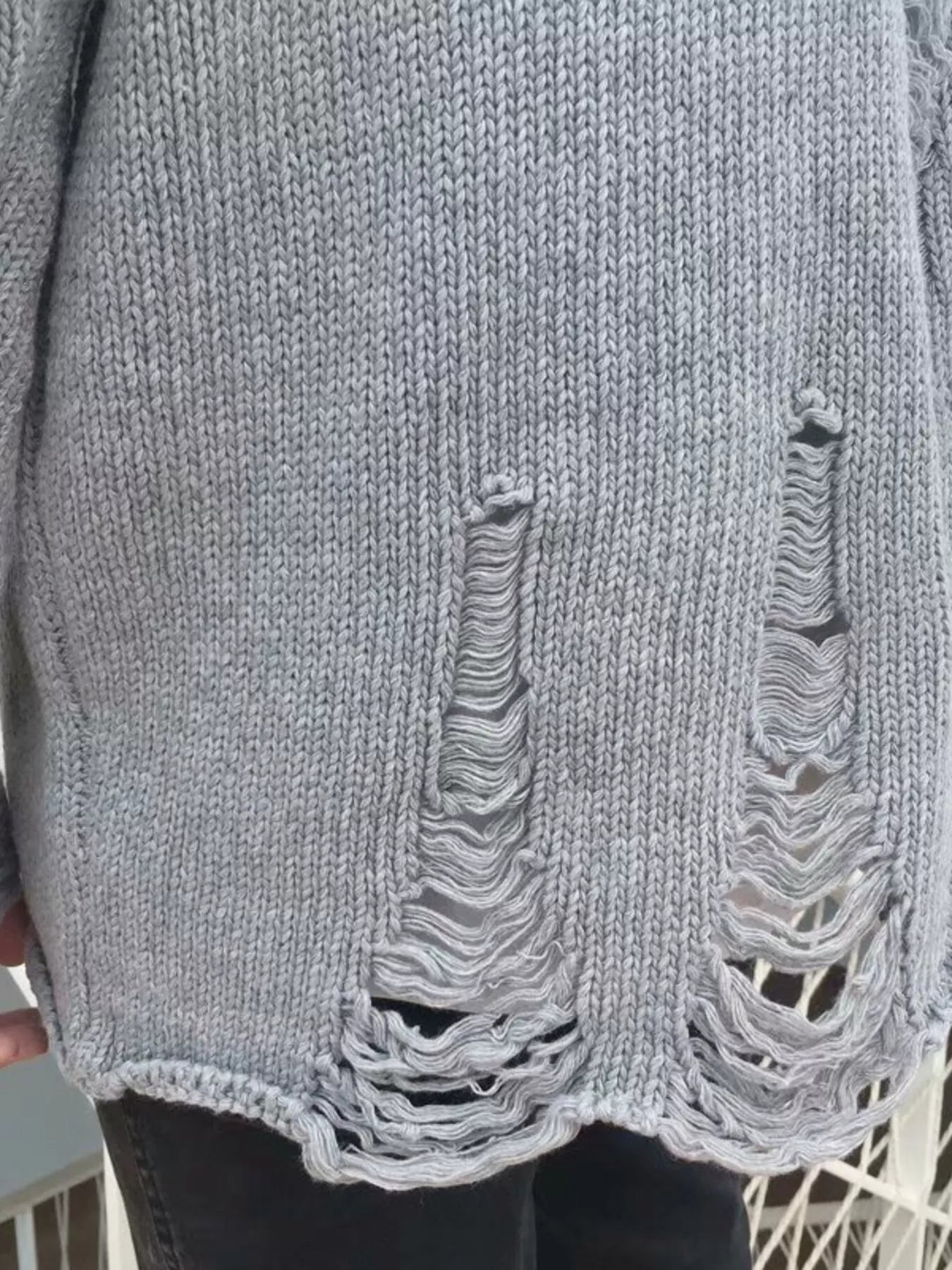 Men's Distressed Round Neck Sweater