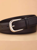 Classic Leather Belt with Silver Buckle