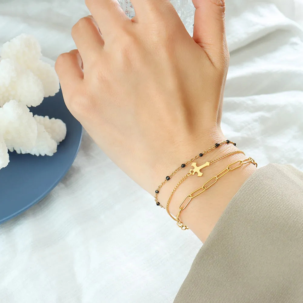 Titanium Steel Three-Layered Chain Bracelet