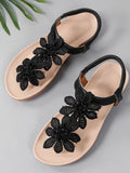 Flower Open Toe Flats Sandals