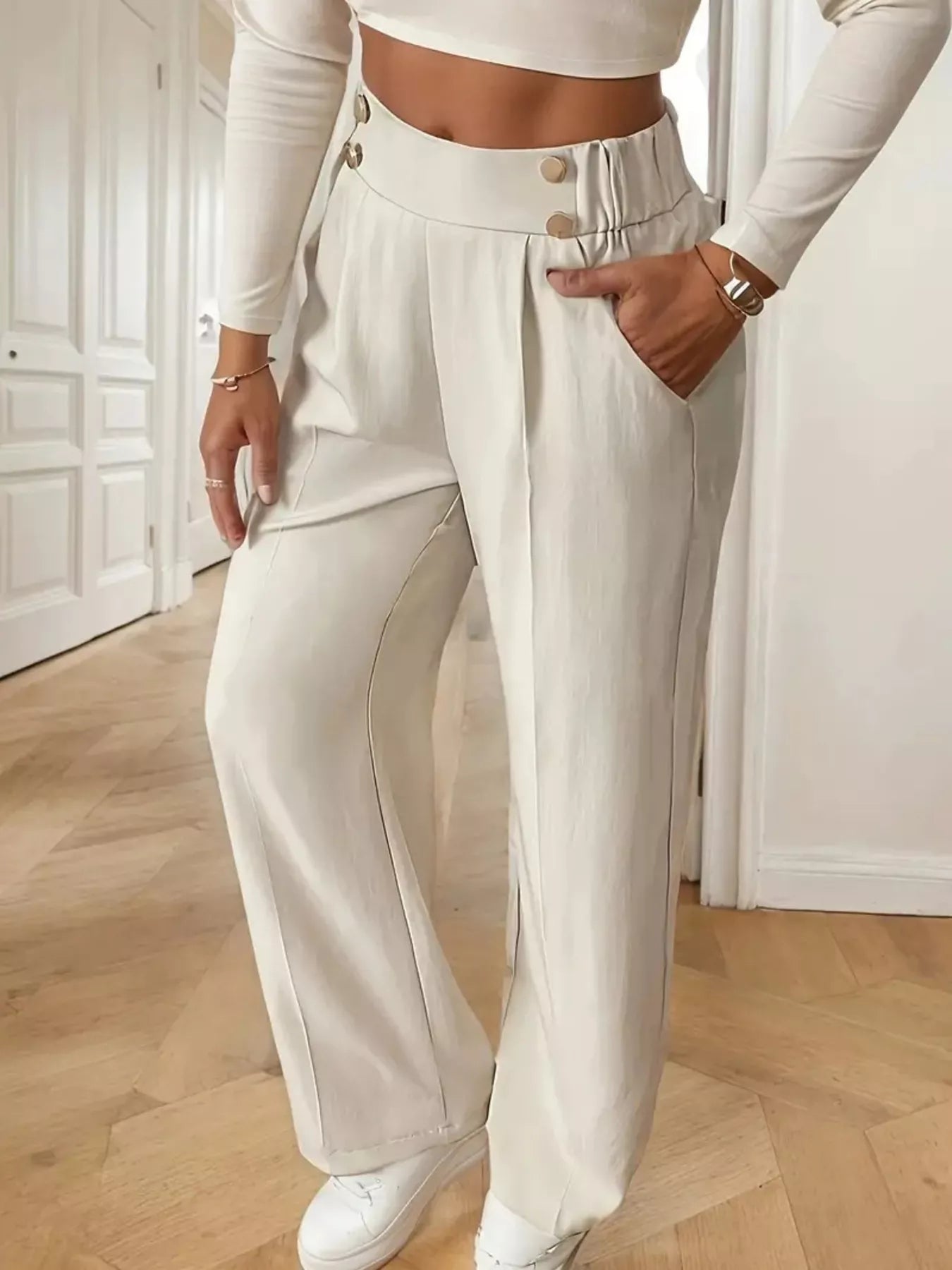Full Size High-Waisted Wide-Leg Pants Plus Size