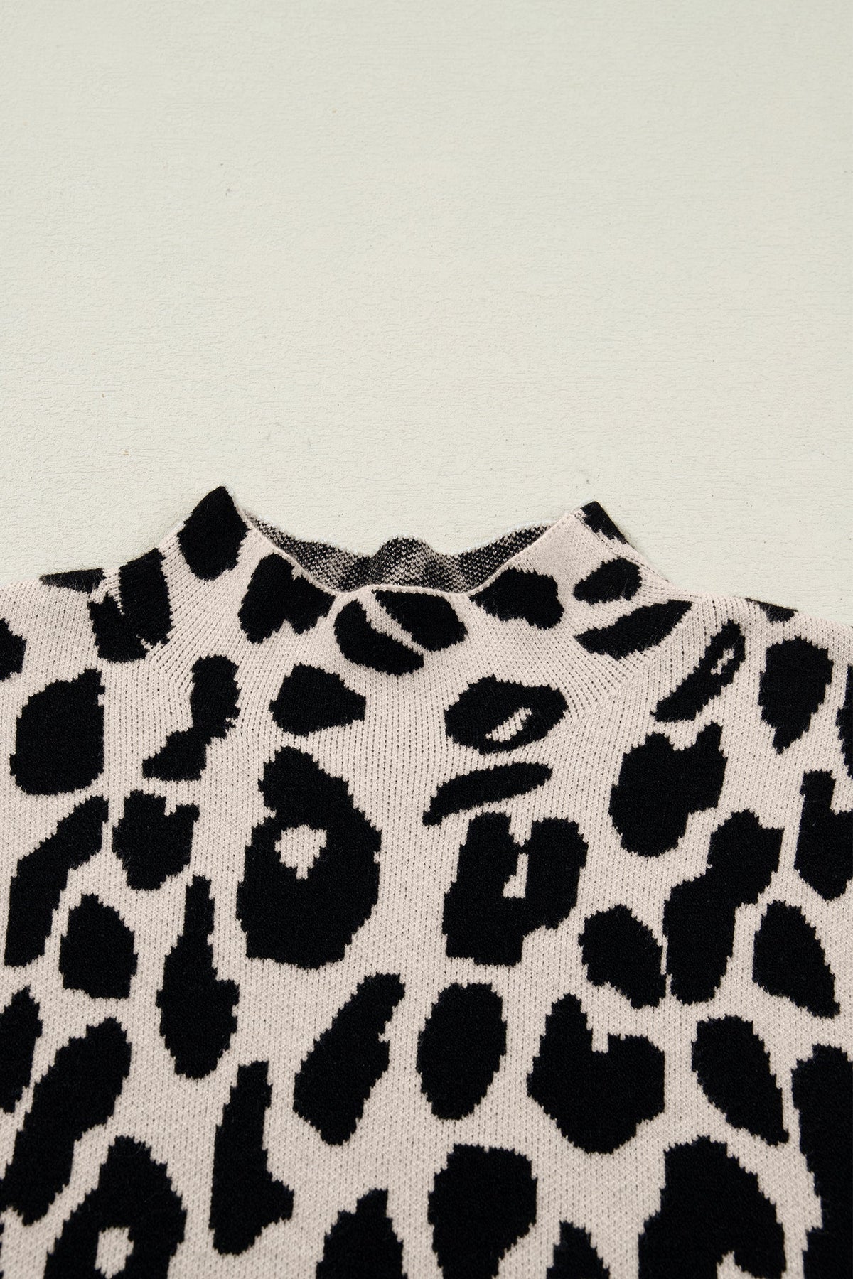 Leopard Mock Neck Short Sleeve Sweater