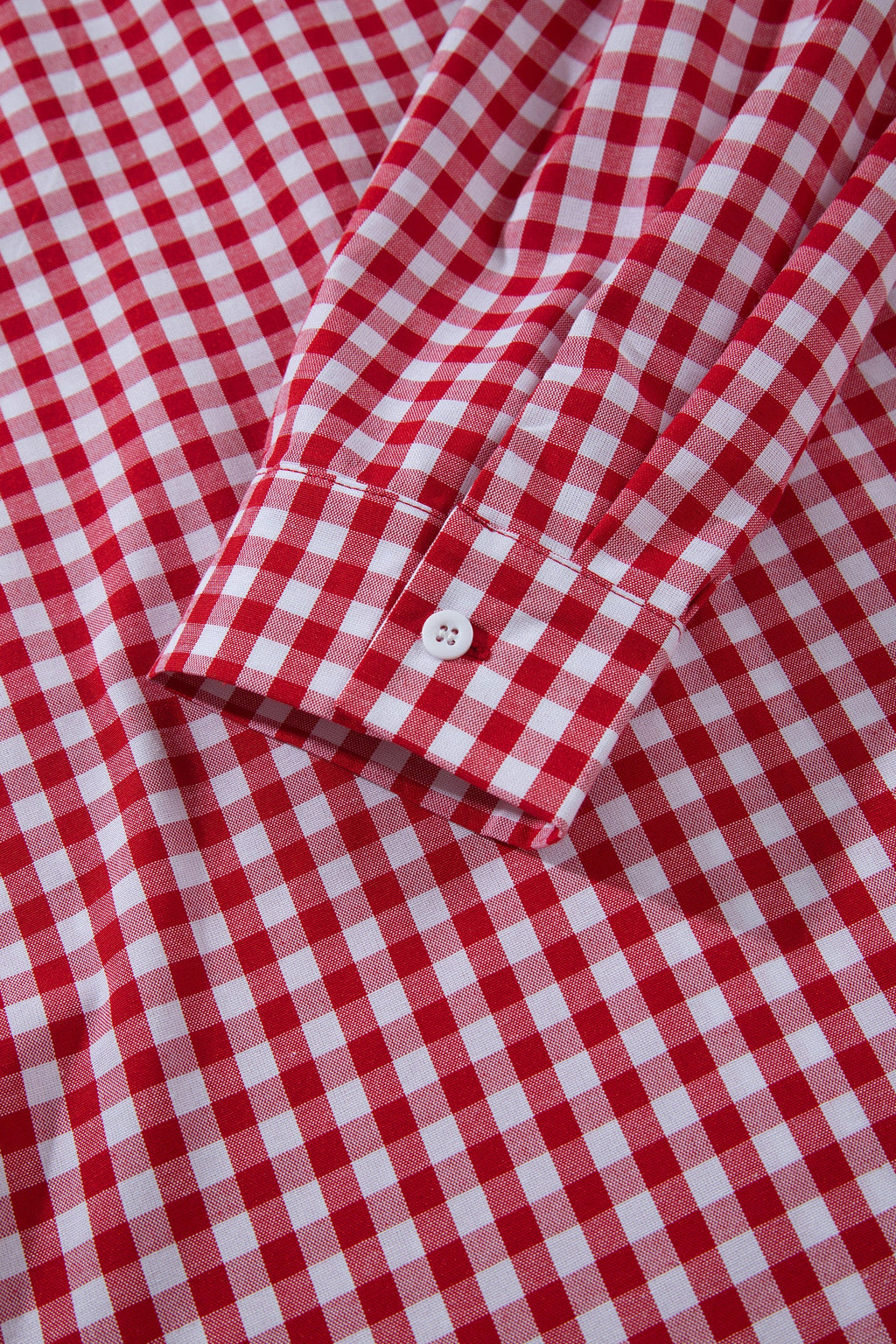 Red Plaid V Neck Long Sleeve Tunic Loose Fit Plus Size Shirt
