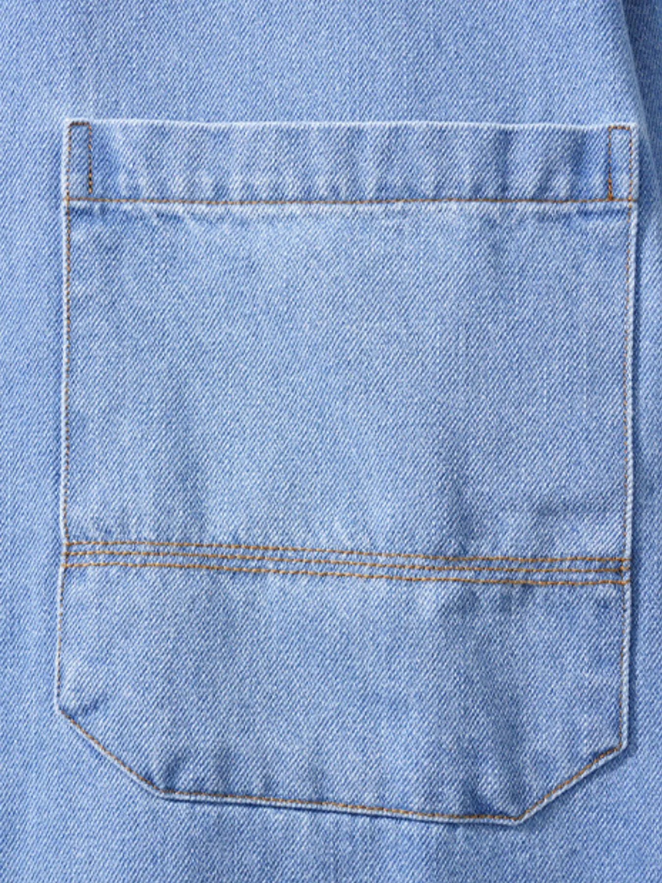 Men's Plus Size Button Up Long Sleeve Denim Shirt