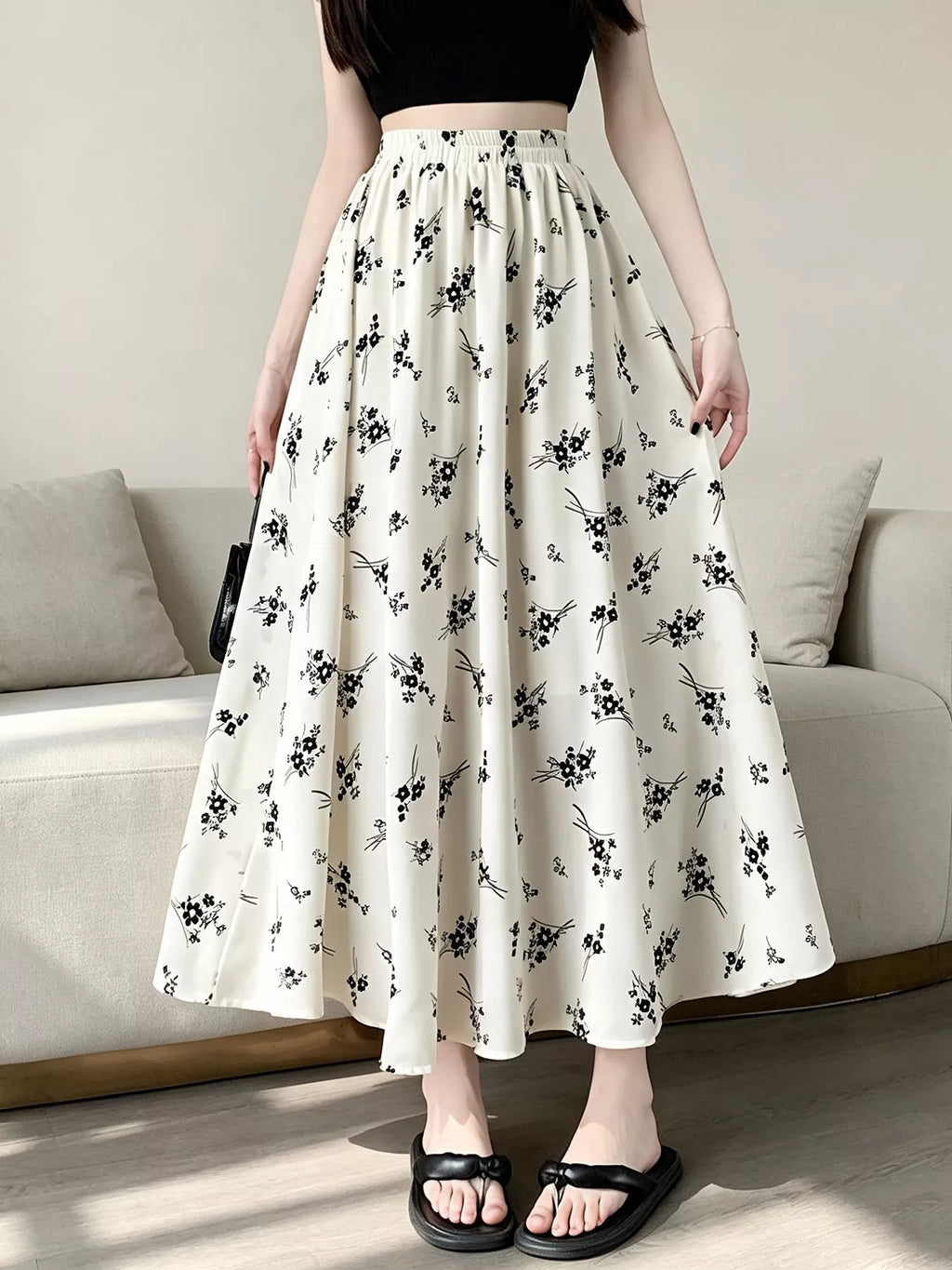 Floral Print A-Line Skirt