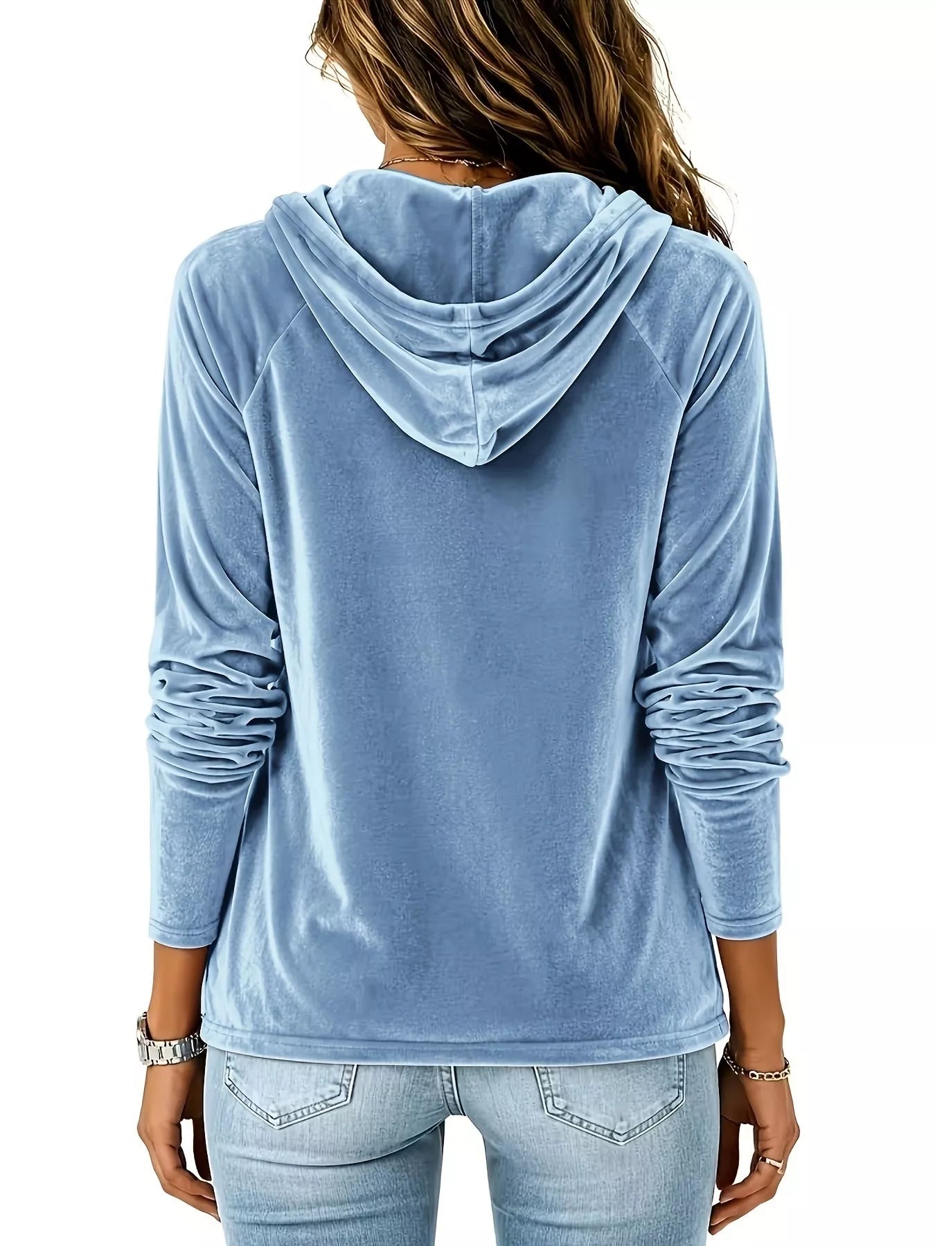Full Size Velvet Drawstring Long Sleeve Hoodie Plus Size