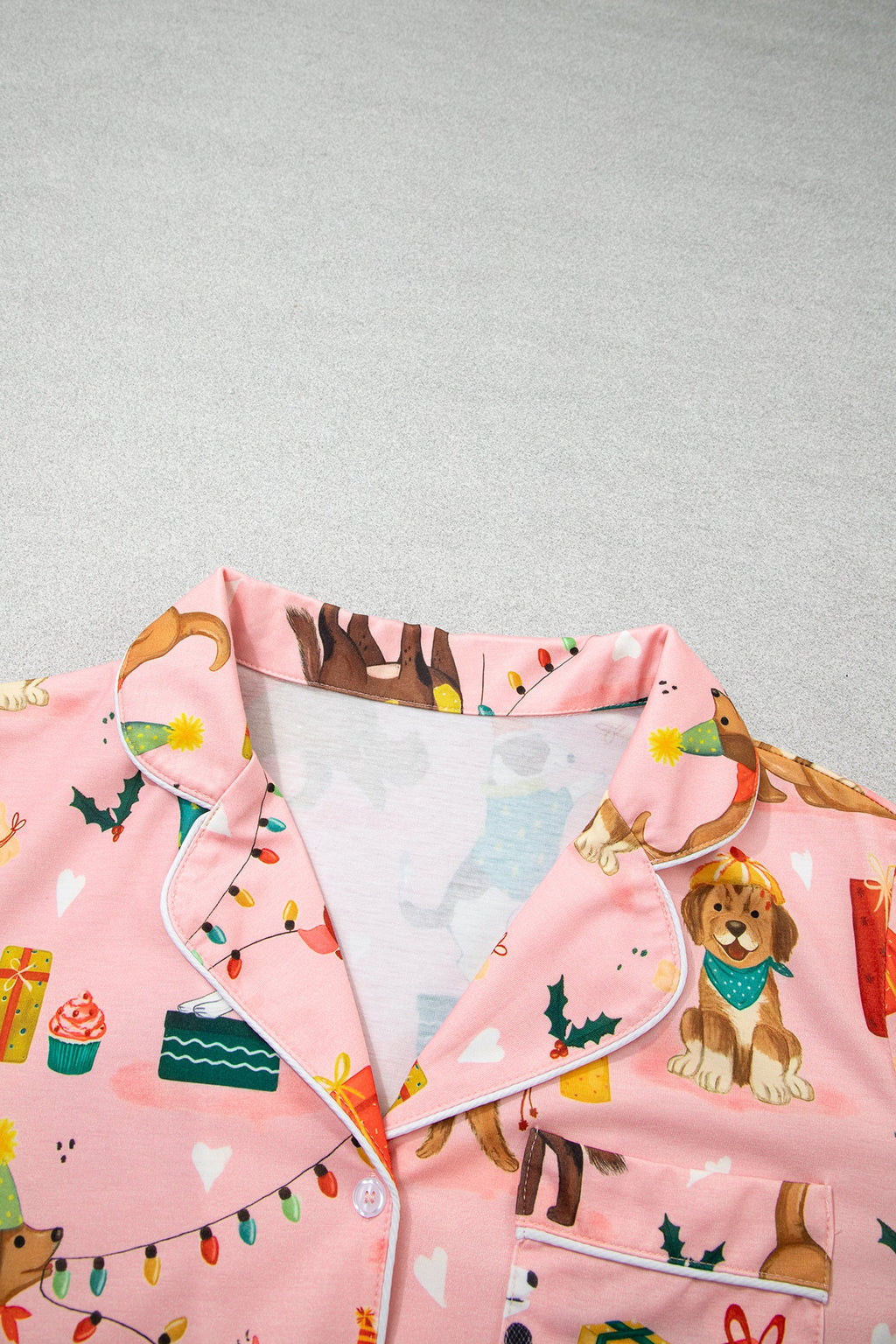 Christmas Dog Collared Top & Pants Pajama Set