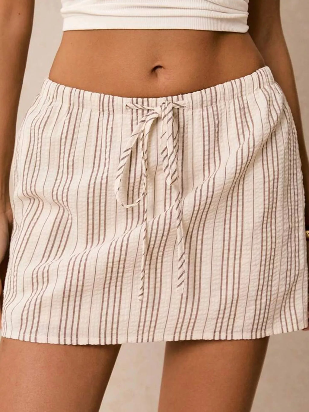Striped Drawstring Mini Skort