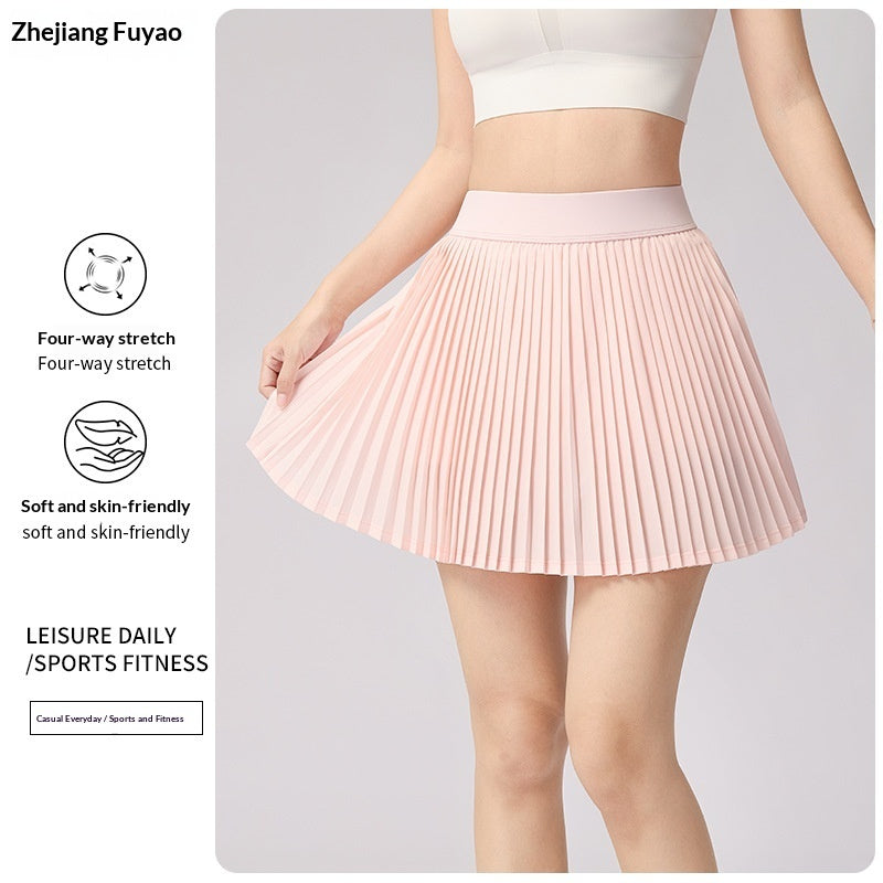 A Pleated Skirt Paired With A Pair Of Pleated Yoga Shorts