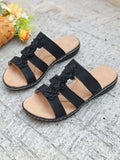 Flower Multi-Strap Flat Sandals