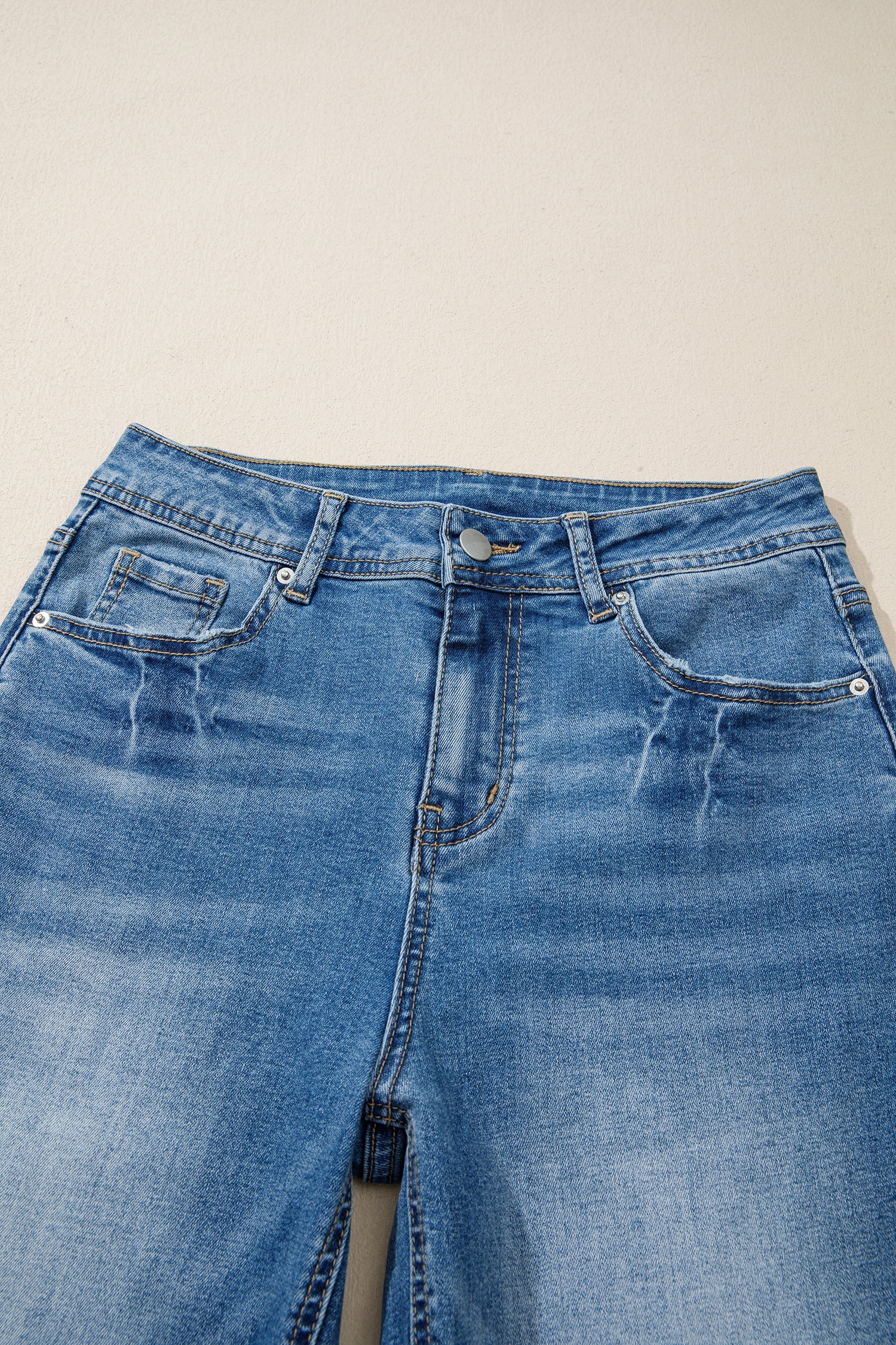 Myosotis Acid Washed Straight Leg Full Length Casual Jeans