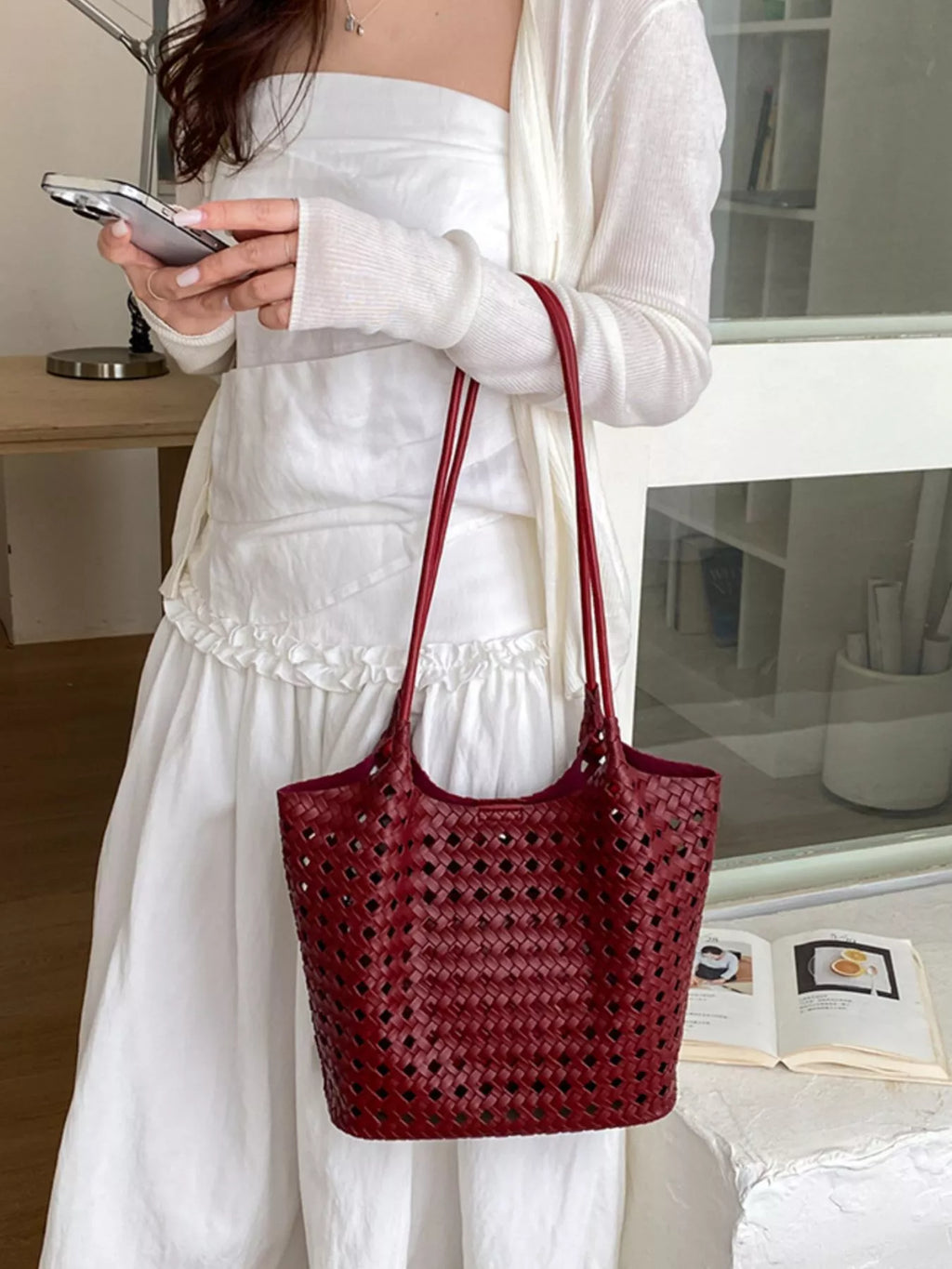 Woven Leather Shoulder Bag